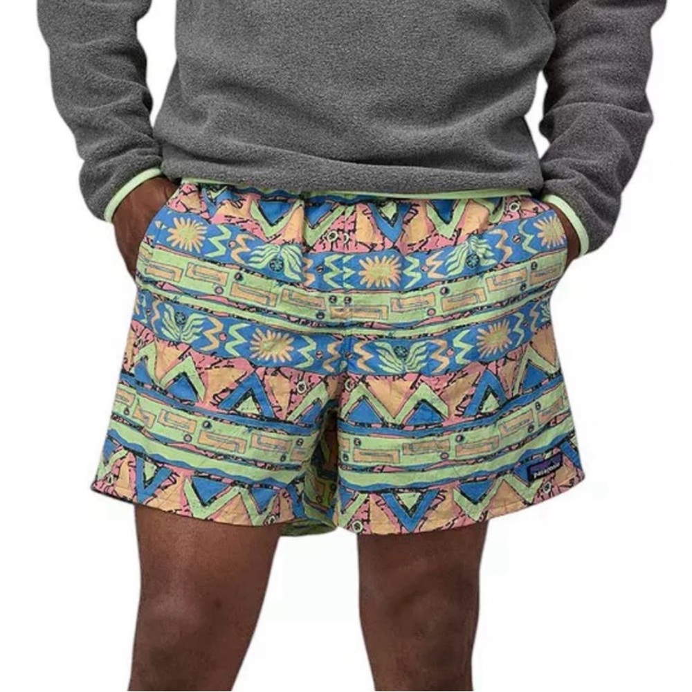 Patagonia NEW Men’s Baggies 5” Lined Shorts In Colorful Aztec Print Sz.Sm Retro